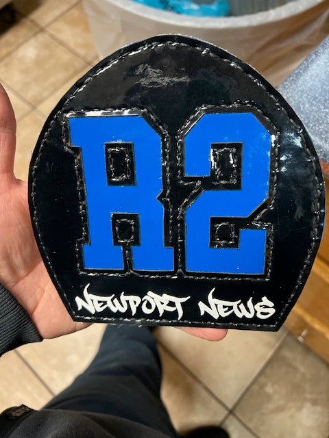 Custom leather helmet shield