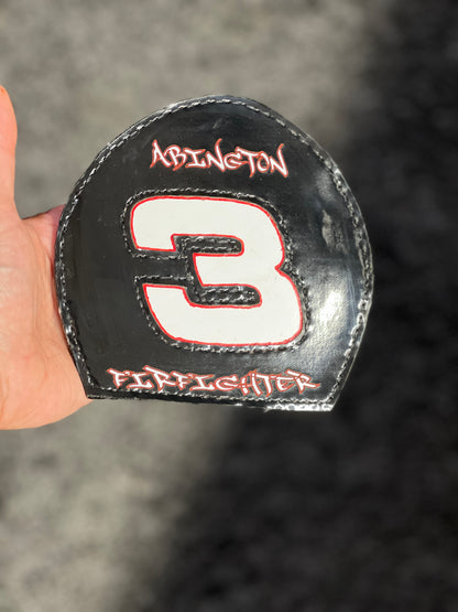 Custom leather helmet shield