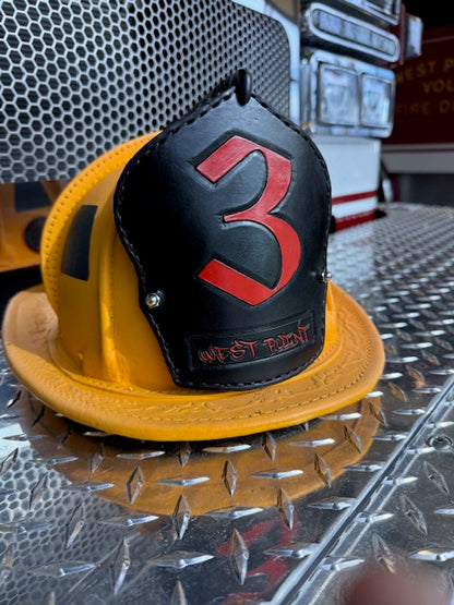 Custom leather helmet shield