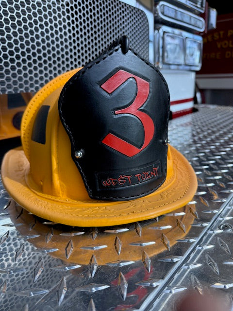 Custom leather helmet shield