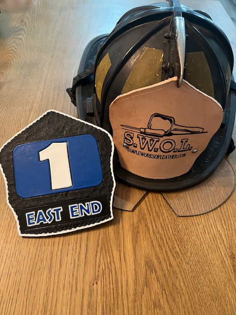 Custom leather helmet shield